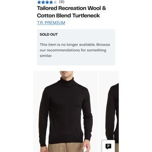 TR Premium Mens Navy Blue Wool Cotton BlendTurtleneckSweater Slim Fit TRCK-11553